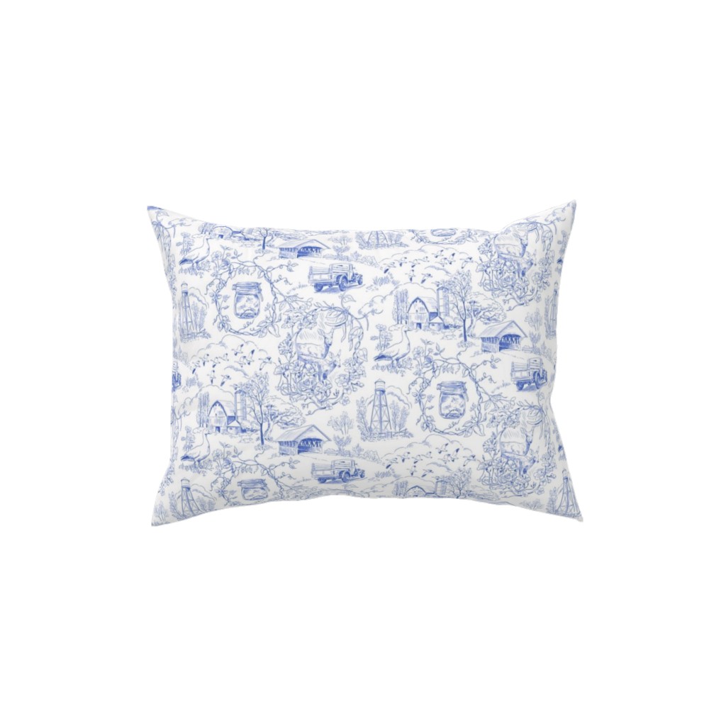 Country Living Toile - Blue Pillow, Woven, Beige, 12x16, Single Sided, Blue