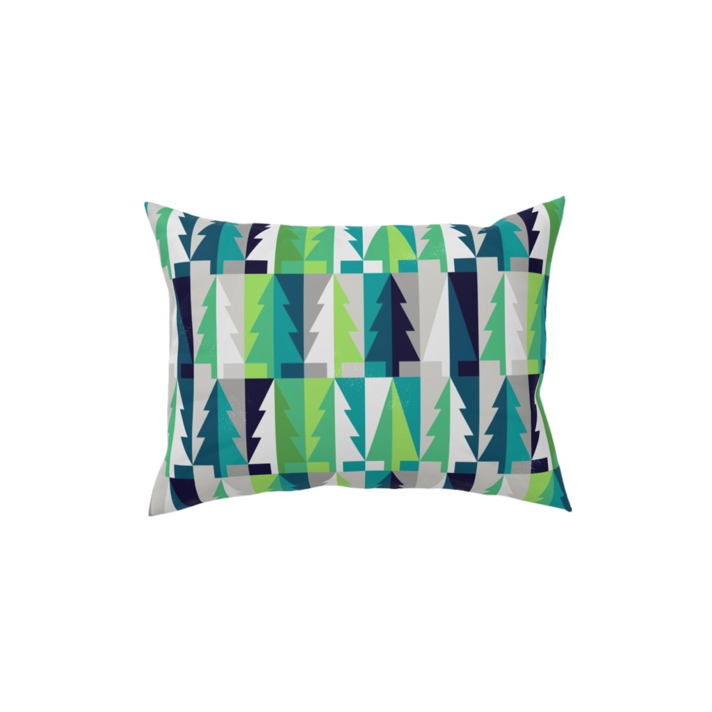 Winter Pine Tree Forest - Green Pillow, Woven, Beige, 12x16, Single Sided, Green