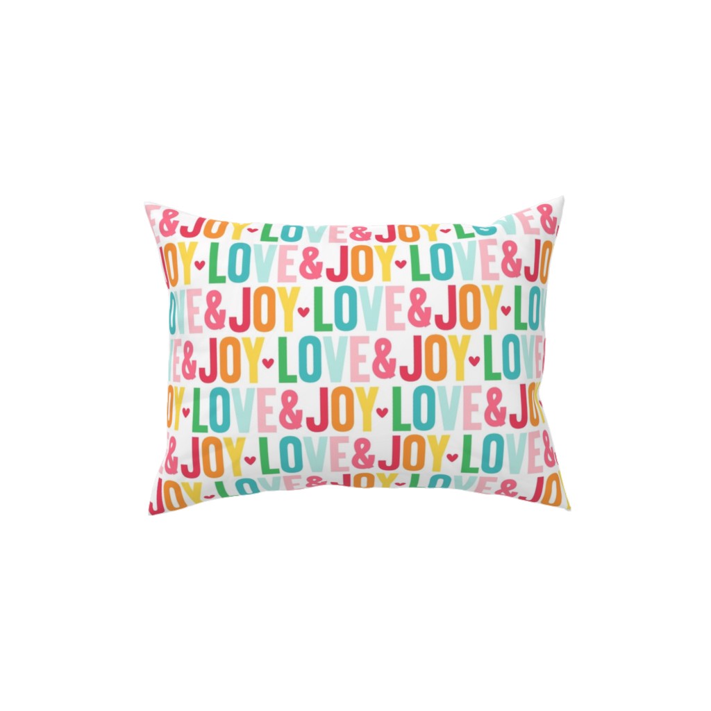 Love and Joy Colorful Christmas Pillow, Woven, Beige, 12x16, Single Sided, Multicolor