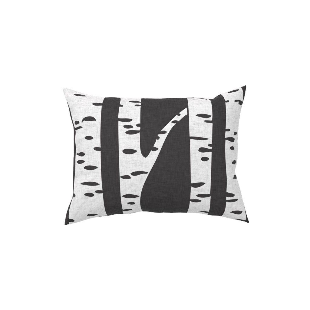Birch - Black Pillow, Woven, Beige, 12x16, Single Sided, Gray