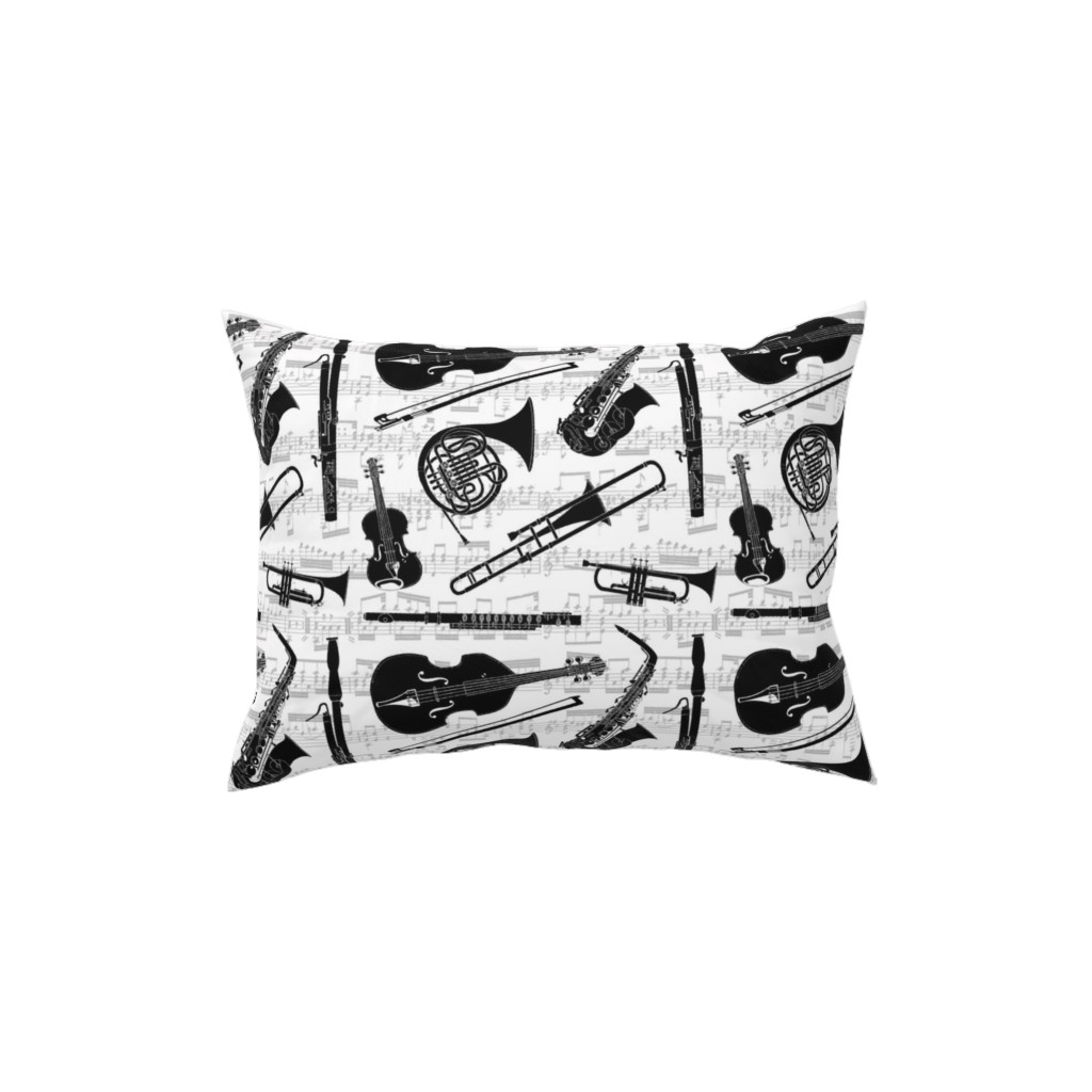 Musical Instruments Pillow, Woven, Beige, 12x16, Single Sided, White, White