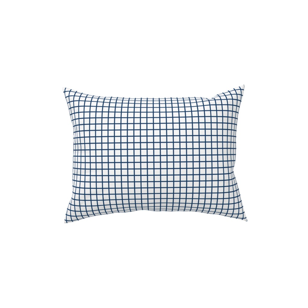 Grid - Navy and White Pillow, Woven, Beige, 12x16, Single Sided, Blue, True Blue