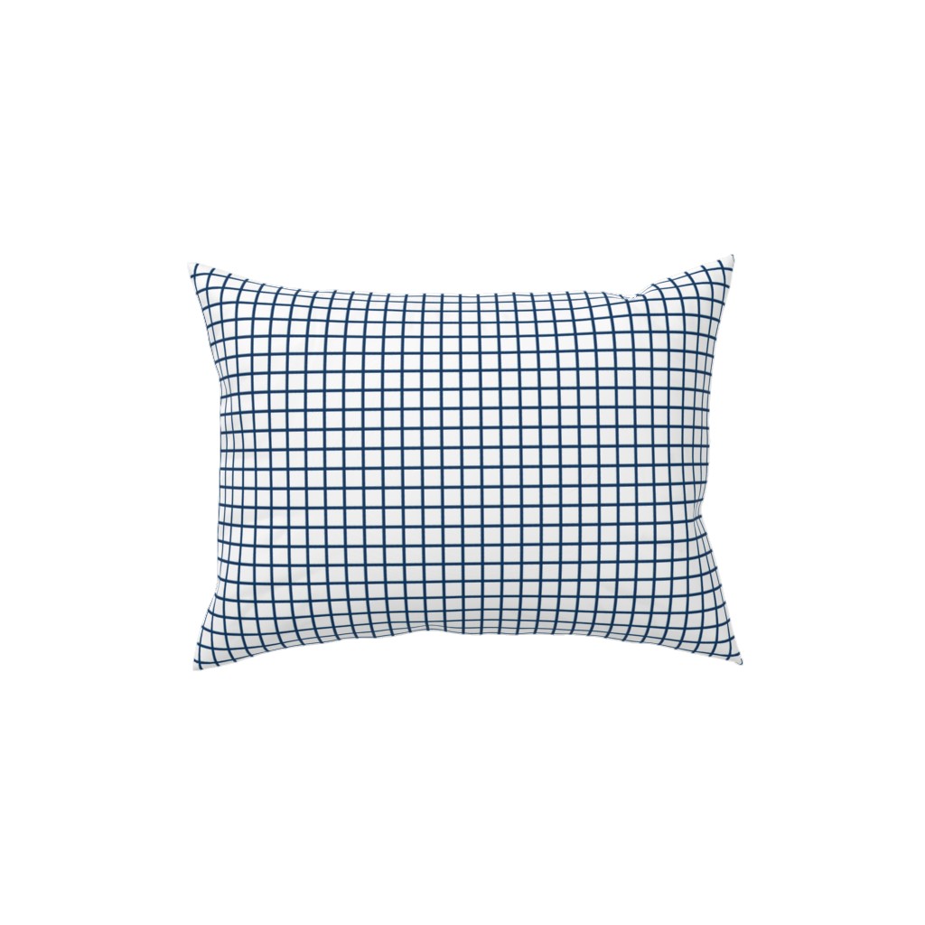 Grid - Navy and White Pillow, Woven, Beige, 12x16, Single Sided, Blue