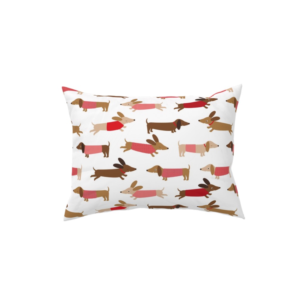 Daschunds Pillow, Woven, Beige, 12x16, Single Sided, Multicolor, Cherry