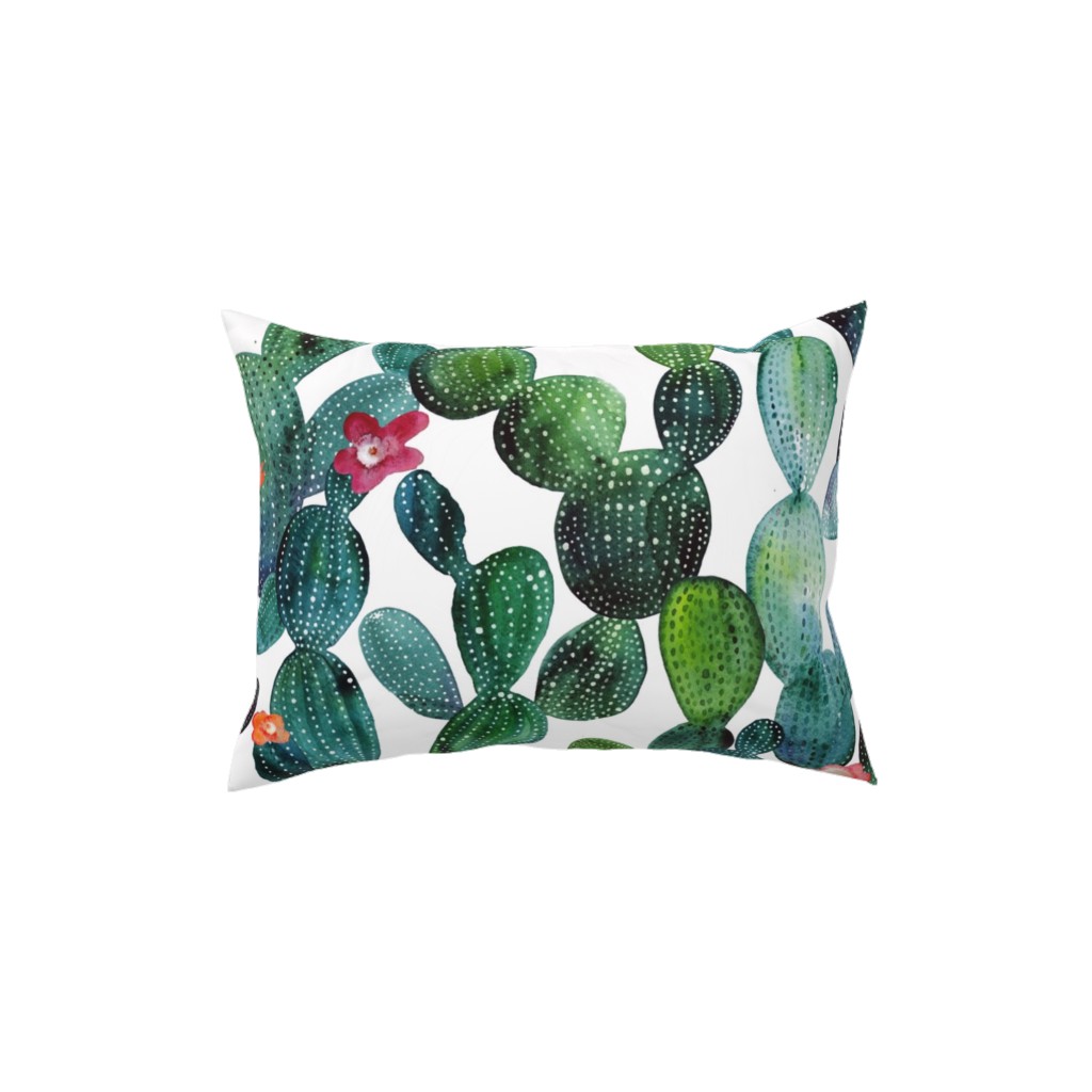 Cactuses - Green Pillow, Woven, Beige, 12x16, Single Sided, Green, Classic Green