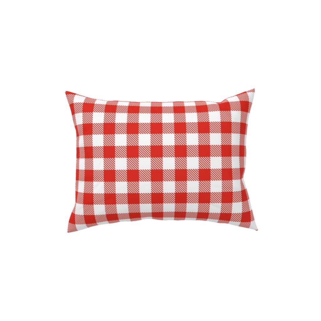 Red Gingham Pattern Pillow, Woven, Beige, 12x16, Single Sided, Red, Red