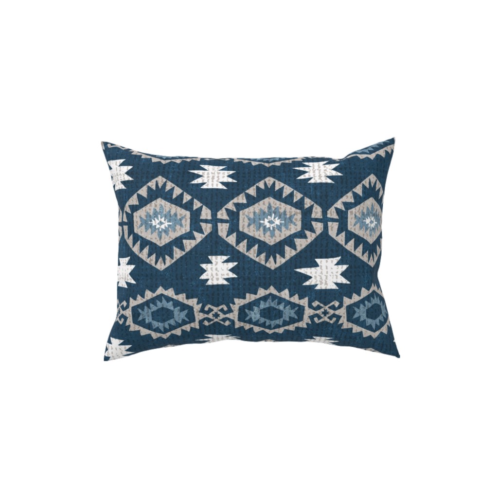 Kilim Me - Blue Pillow, Woven, Beige, 12x16, Single Sided, Blue