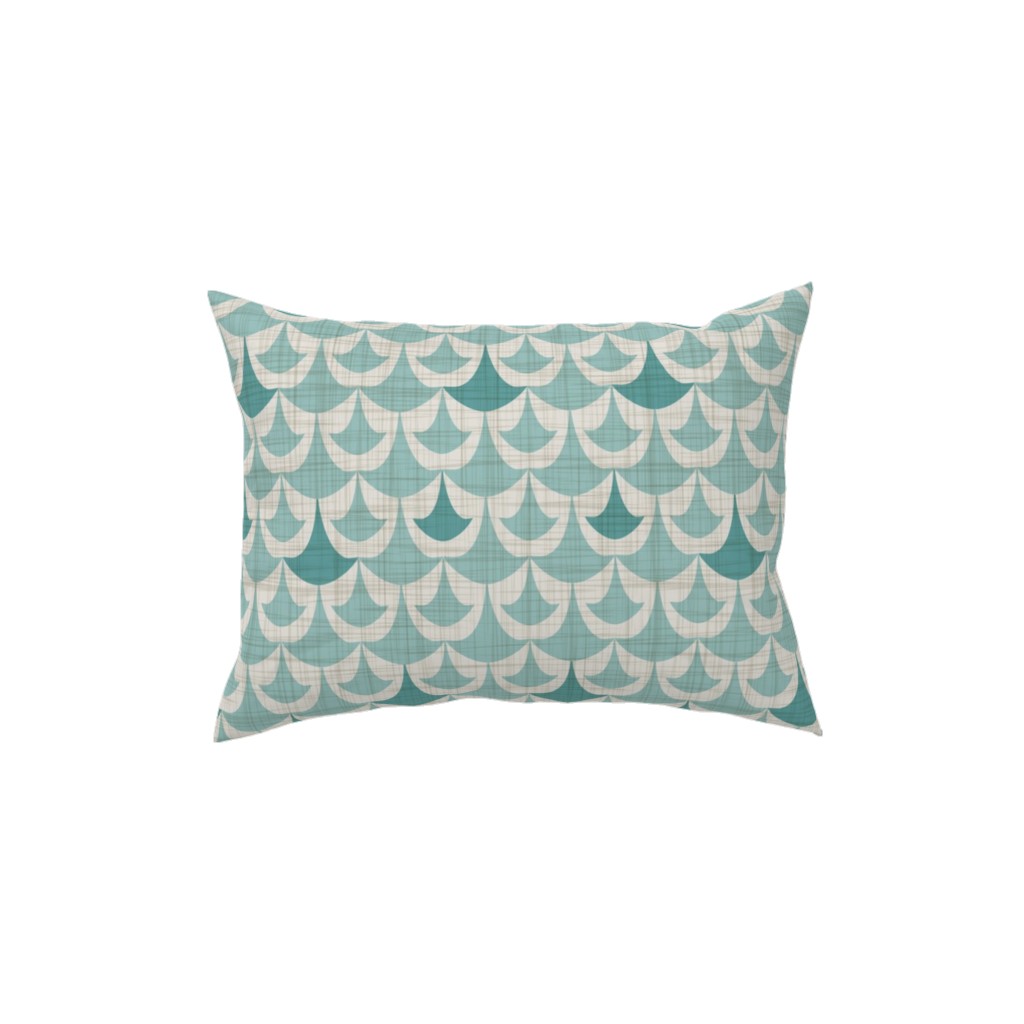 Rhapsody - Beige and Teal Pillow, Woven, Beige, 12x16, Single Sided, Green