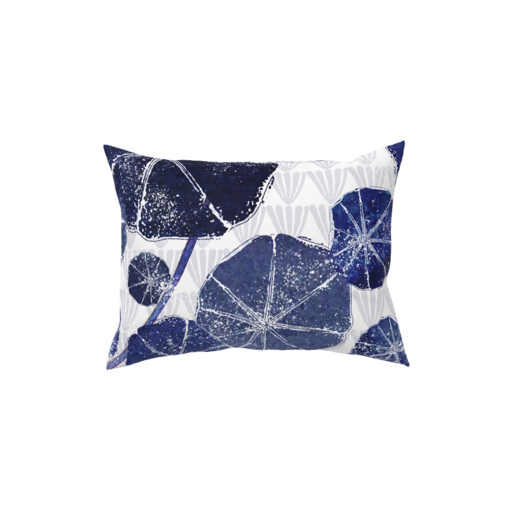 Art Deco Inspired Leaves - Blue Pillow, Woven, Beige, 12x16, Single Sided, Blue, True Blue
