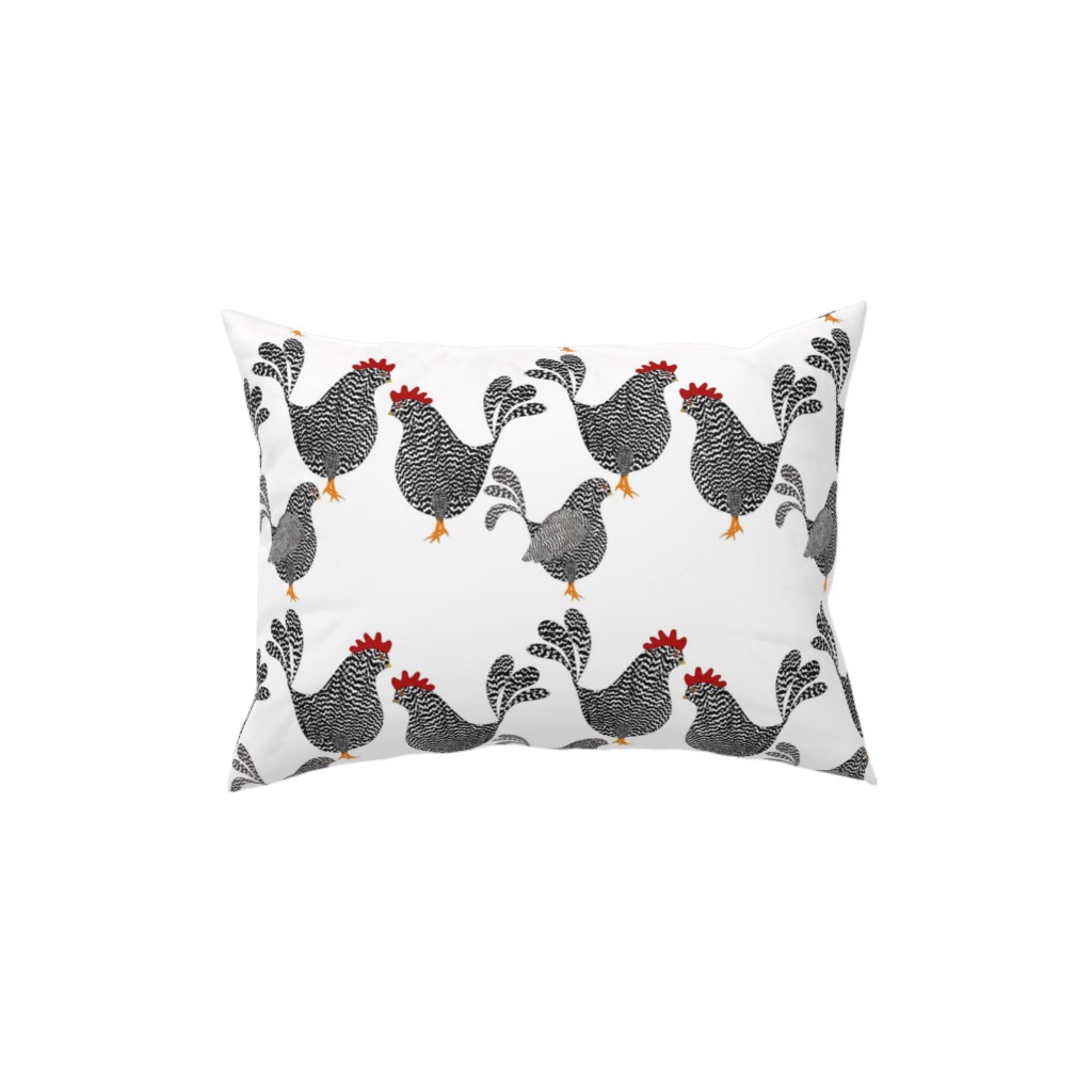 Chick Chick Chickens - Black and White Pillow, Woven, Beige, 12x16, Single Sided, White, White