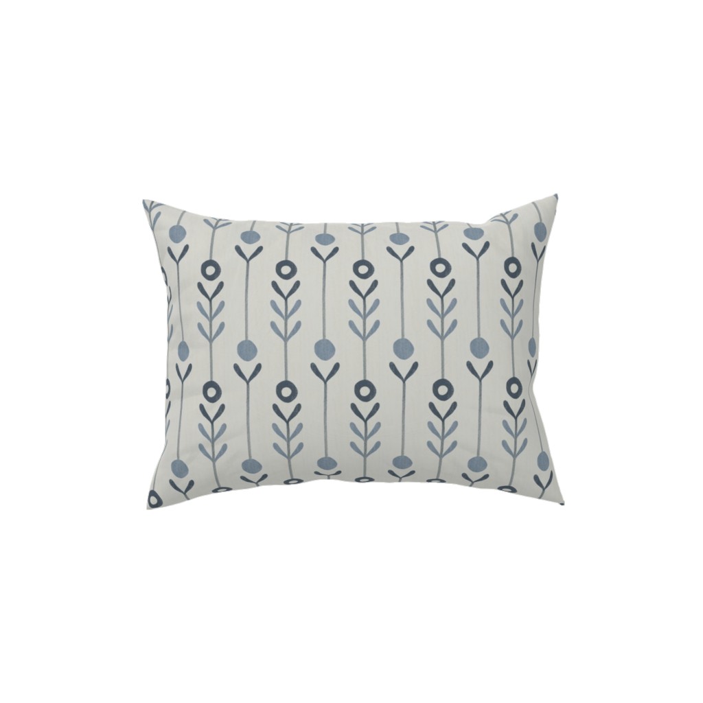 Farmhouse Flowers - Line Art Pillow, Woven, Beige, 12x16, Single Sided, Blue