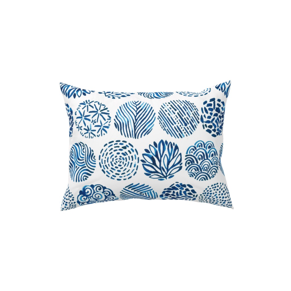 Watercolor Circles of Nature - Blue Pillow, Woven, Beige, 12x16, Single Sided, Blue, True Blue