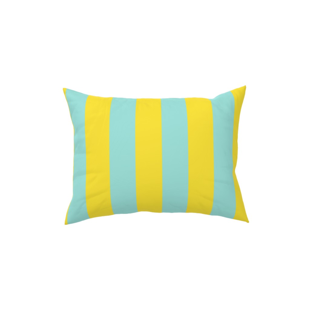 Vertical Stripes Pillow, Woven, Beige, 12x16, Single Sided, Blue