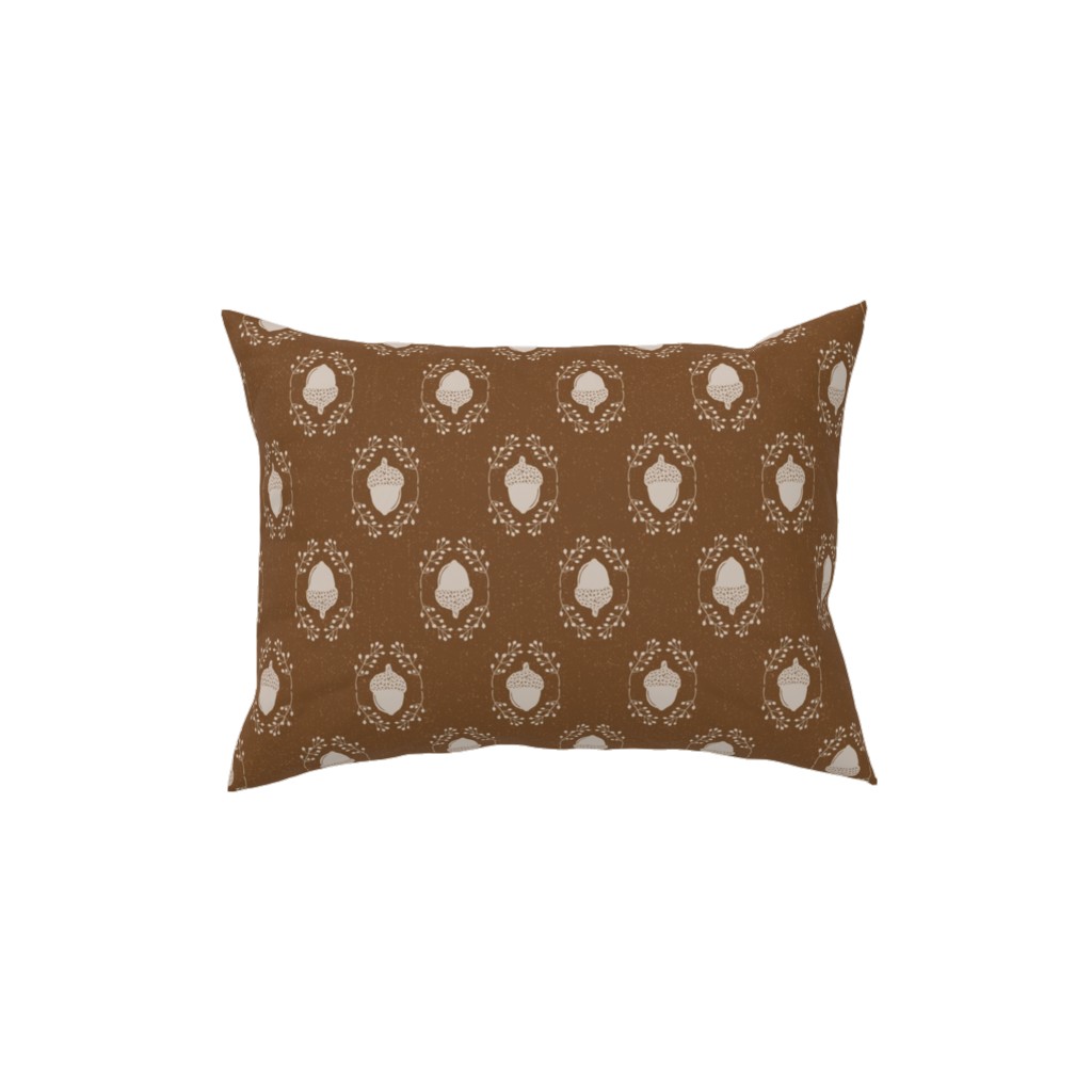 Autumn Acorn Rosehip Textured Damask Pillow, Woven, Beige, 12x16, Single Sided, Brown, Sap
