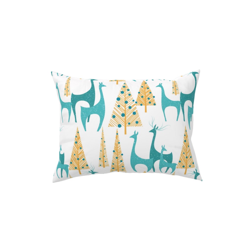 Christmas Morning Deer Pillow, Woven, Beige, 12x16, Single Sided, Multicolor