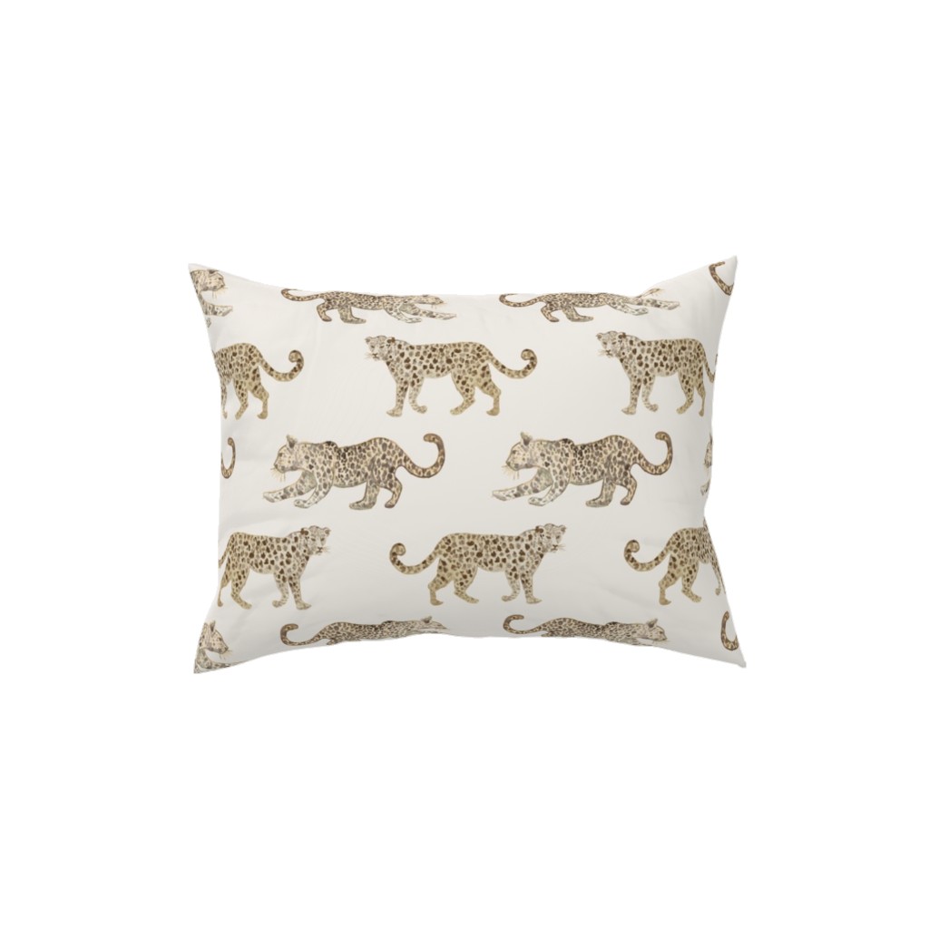 Leopard Parade Pillow, Woven, Beige, 12x16, Single Sided, Beige