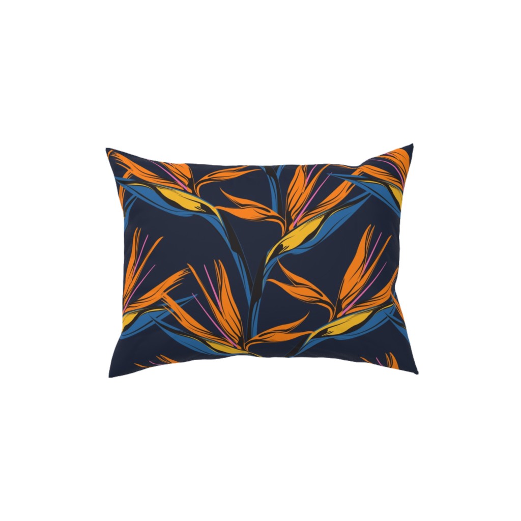 Bird of Paradise Pillow, Woven, Beige, 12x16, Single Sided, Blue, Silhouette
