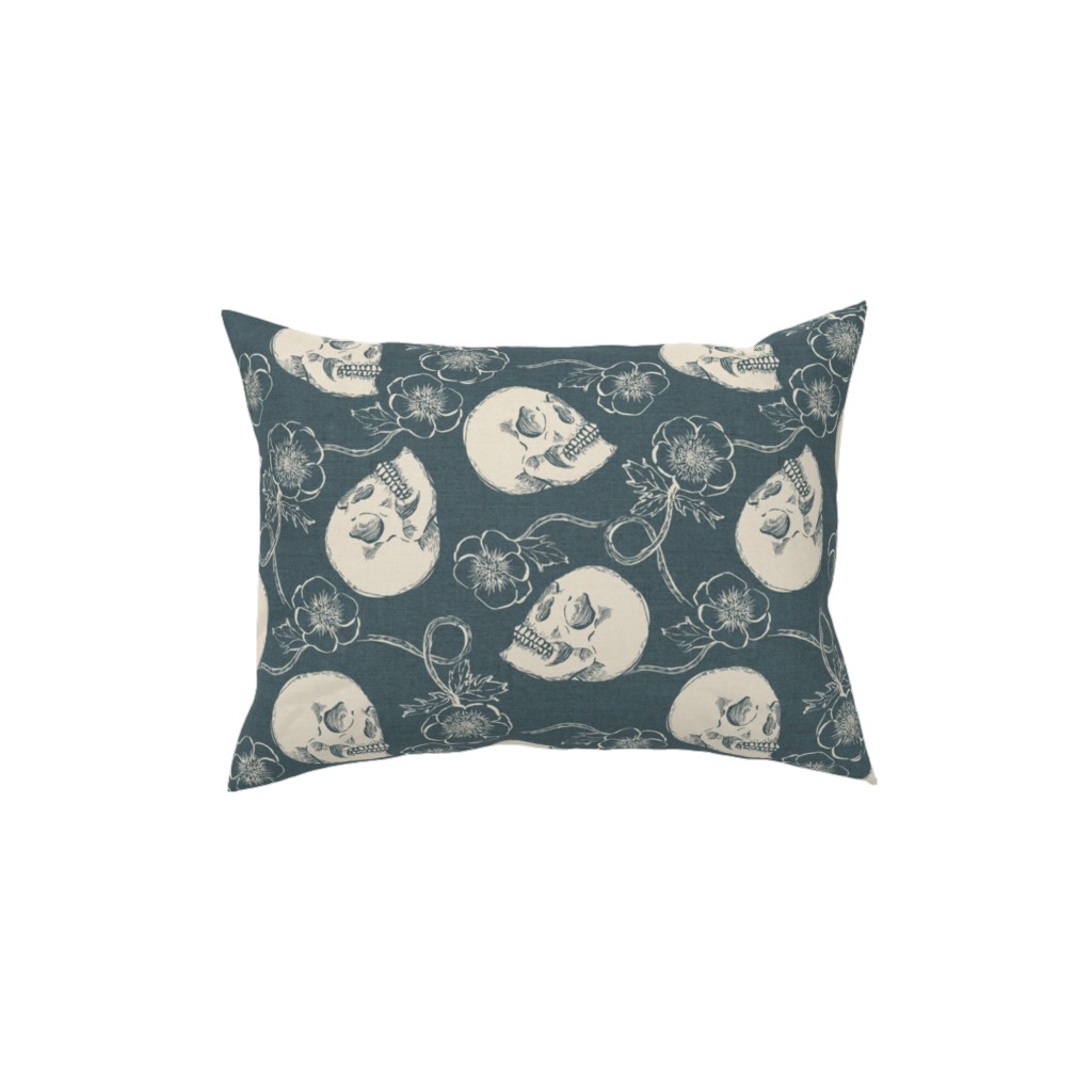 Skulls and Anemones - Grey Pillow, Woven, Beige, 12x16, Single Sided, Gray, Gray