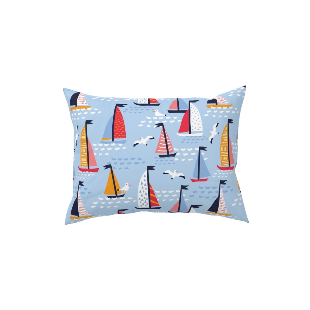 Regatta Pillow, Woven, Beige, 12x16, Single Sided, Blue, True Blue