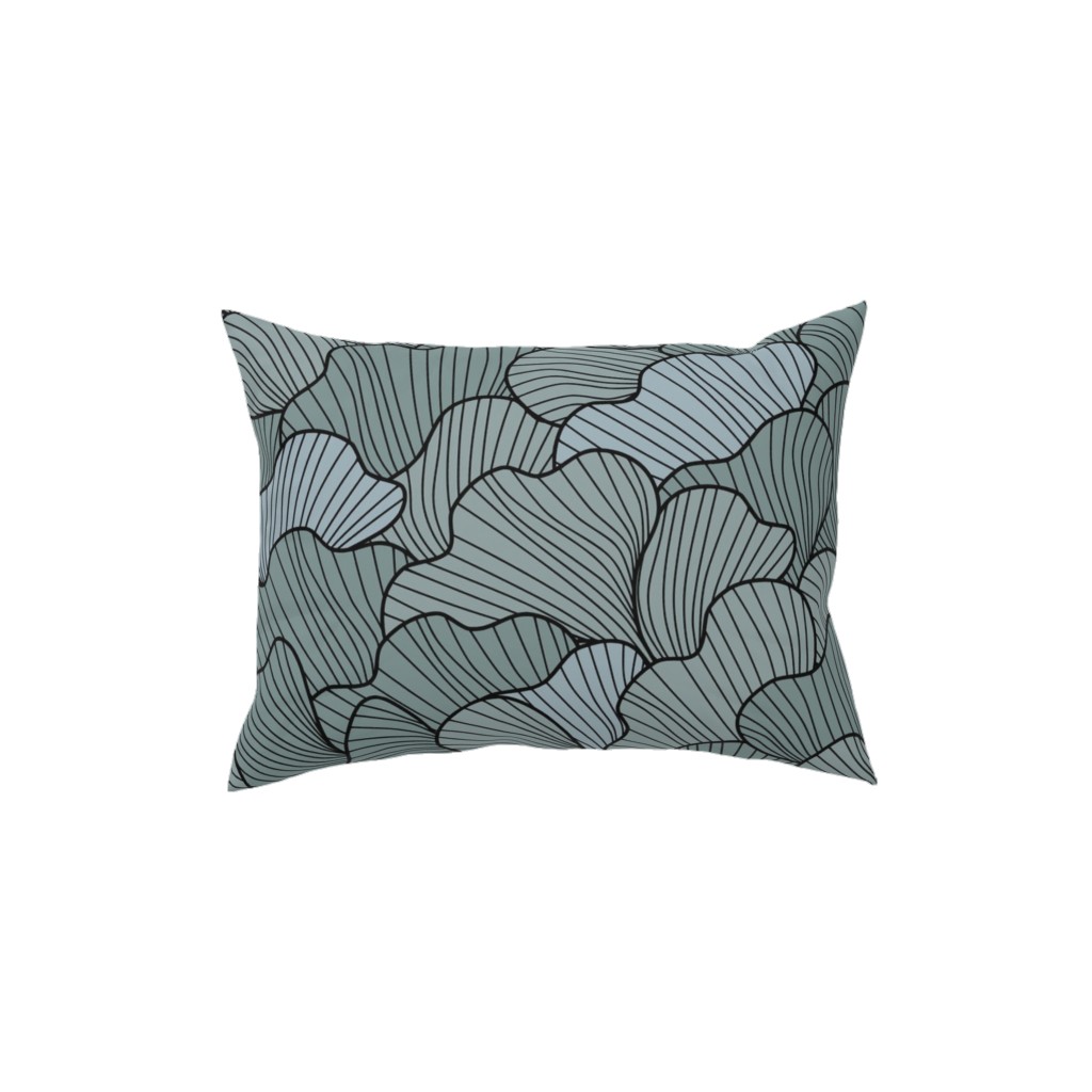 Layered Ginko Leaves Pillow, Woven, Beige, 12x16, Single Sided, Green, Classic Green