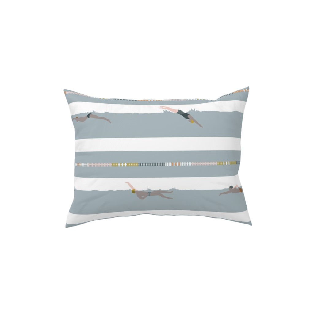 Swimming Laps Stripe - Multicolor Pillow, Woven, Beige, 12x16, Single Sided, Multicolor