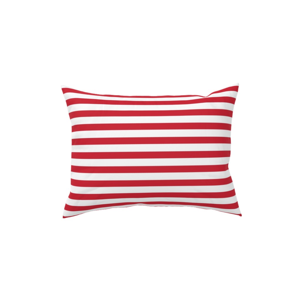 Stripes - Red and White Pillow, Woven, Beige, 12x16, Single Sided, Red, Red