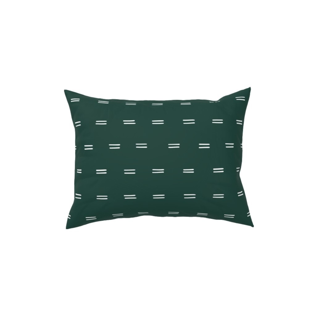 Parallel Lines Hand Drawn Mudcloth on Bottle Green Pillow, Woven, Beige, 12x16, Single Sided, Green