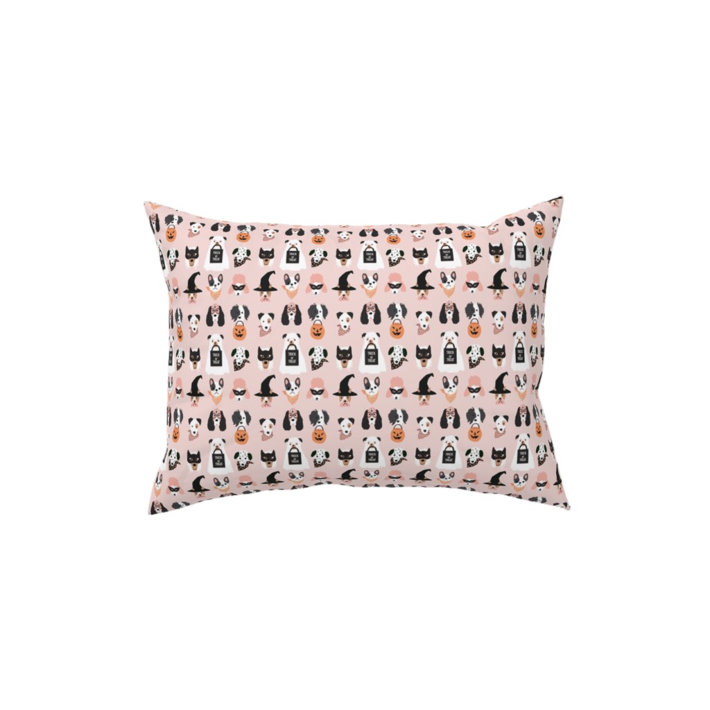 Halloween Puppies on Pink Pillow, Woven, Beige, 12x16, Single Sided, Pink, Bright Pink