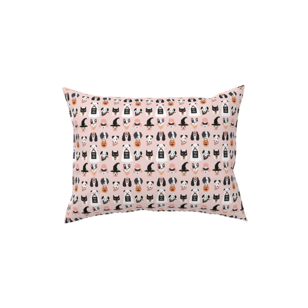 Halloween Puppies on Pink Pillow, Woven, Beige, 12x16, Single Sided, Pink