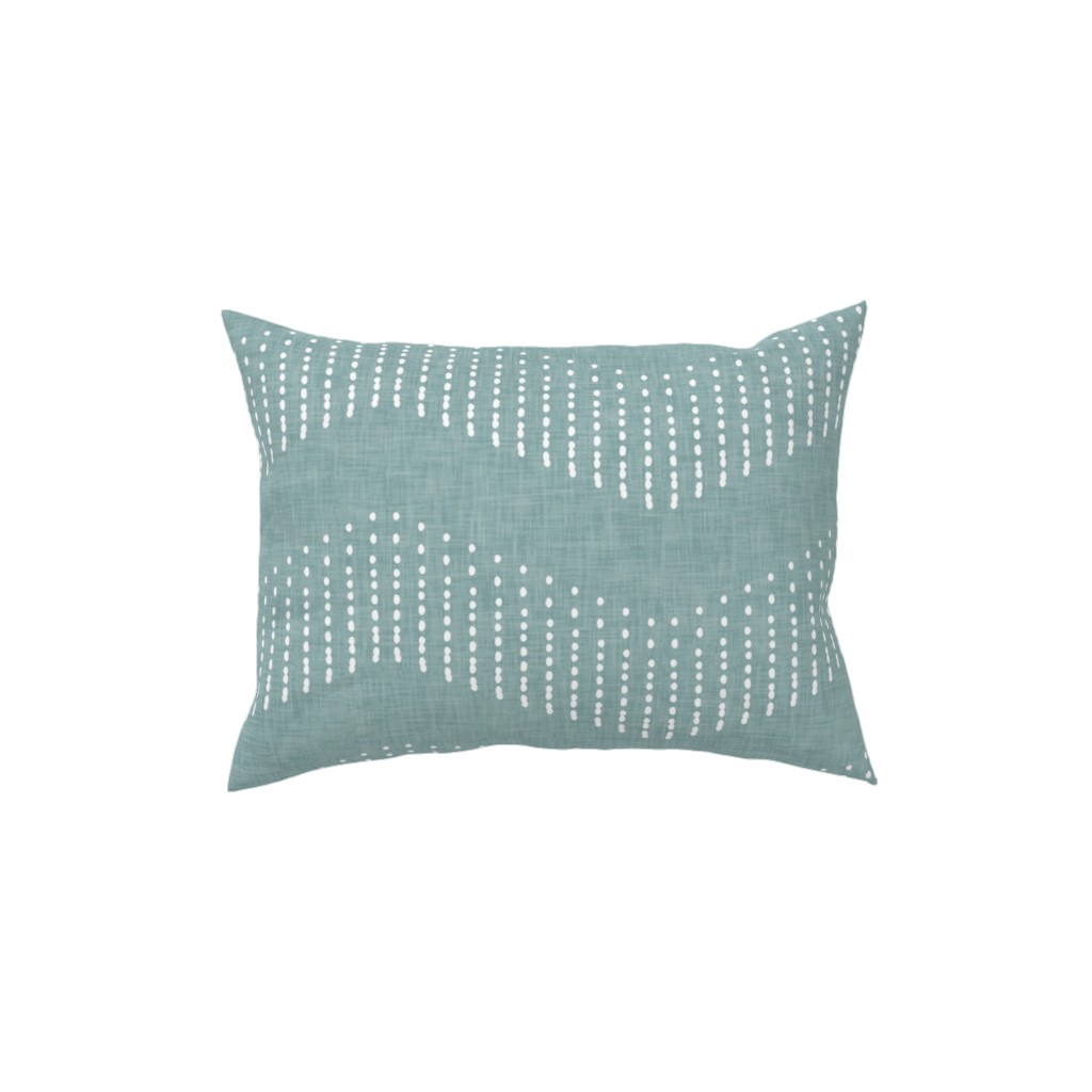 Arcadia Dashy Chevron - Dusty Blue Pillow, Woven, Beige, 12x16, Single Sided, Blue