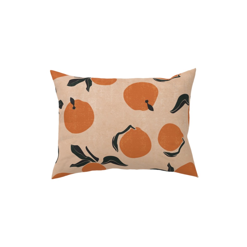 Mid-Century Clementines - Sandy Beige Pillow, Woven, Beige, 12x16, Single Sided, Orange