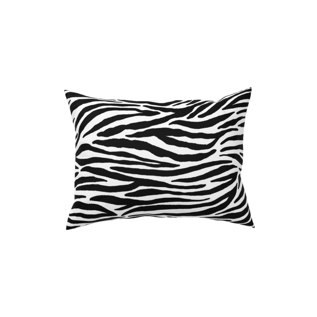 Zebra Print - Black and White Pillow, Woven, Beige, 12x16, Single Sided, Black