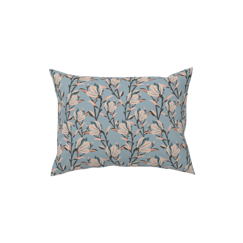 Magnolia -Dusty Blue Pillow, Woven, Beige, 12x16, Single Sided, Blue