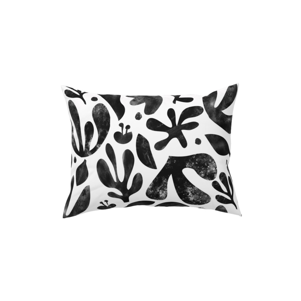 Flower Cutouts - Light Pillow, Woven, Beige, 12x16, Single Sided, Black, Black