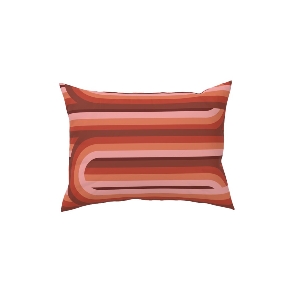 Retro Road - Mauve Multi Pillow, Woven, Beige, 12x16, Single Sided, Red