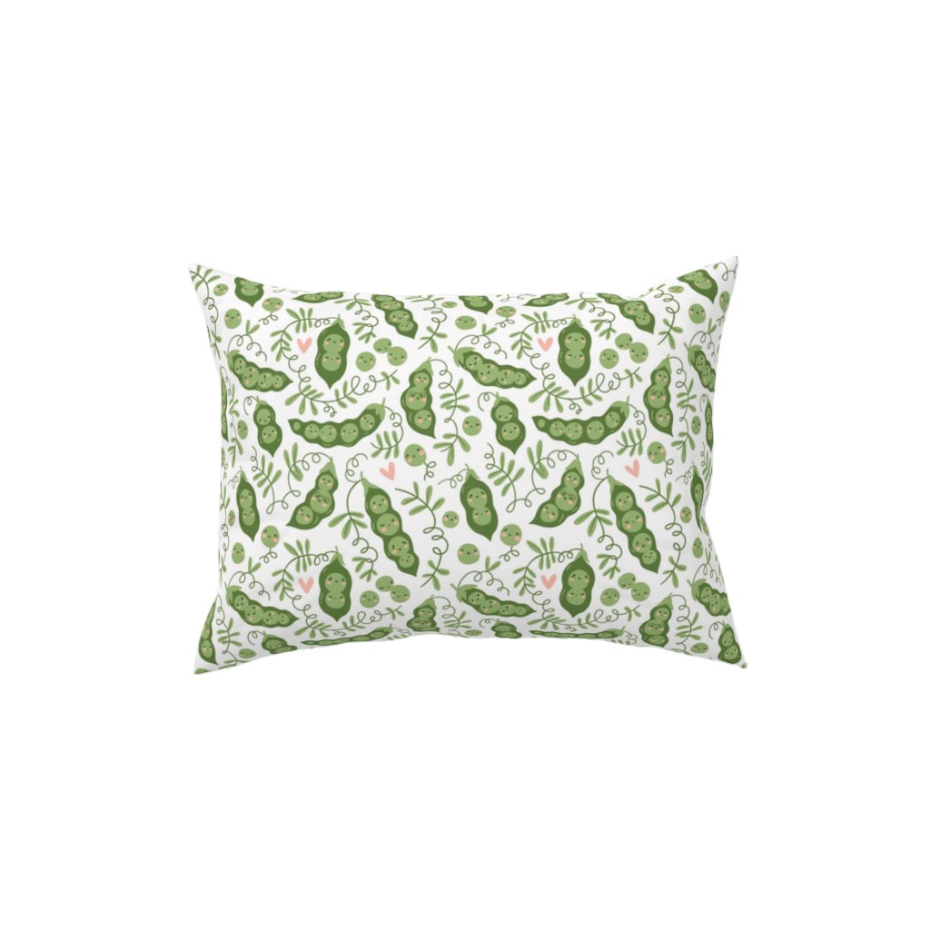 Cute Peas - Green Pillow, Woven, Beige, 12x16, Single Sided, Green