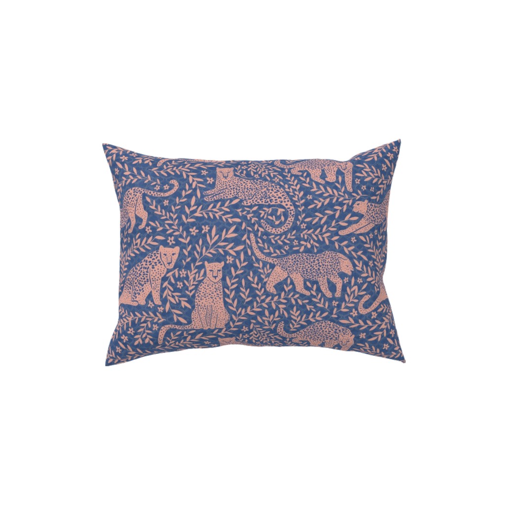 Jungle Cat - Classic Blue Pillow, Woven, Beige, 12x16, Single Sided, Blue