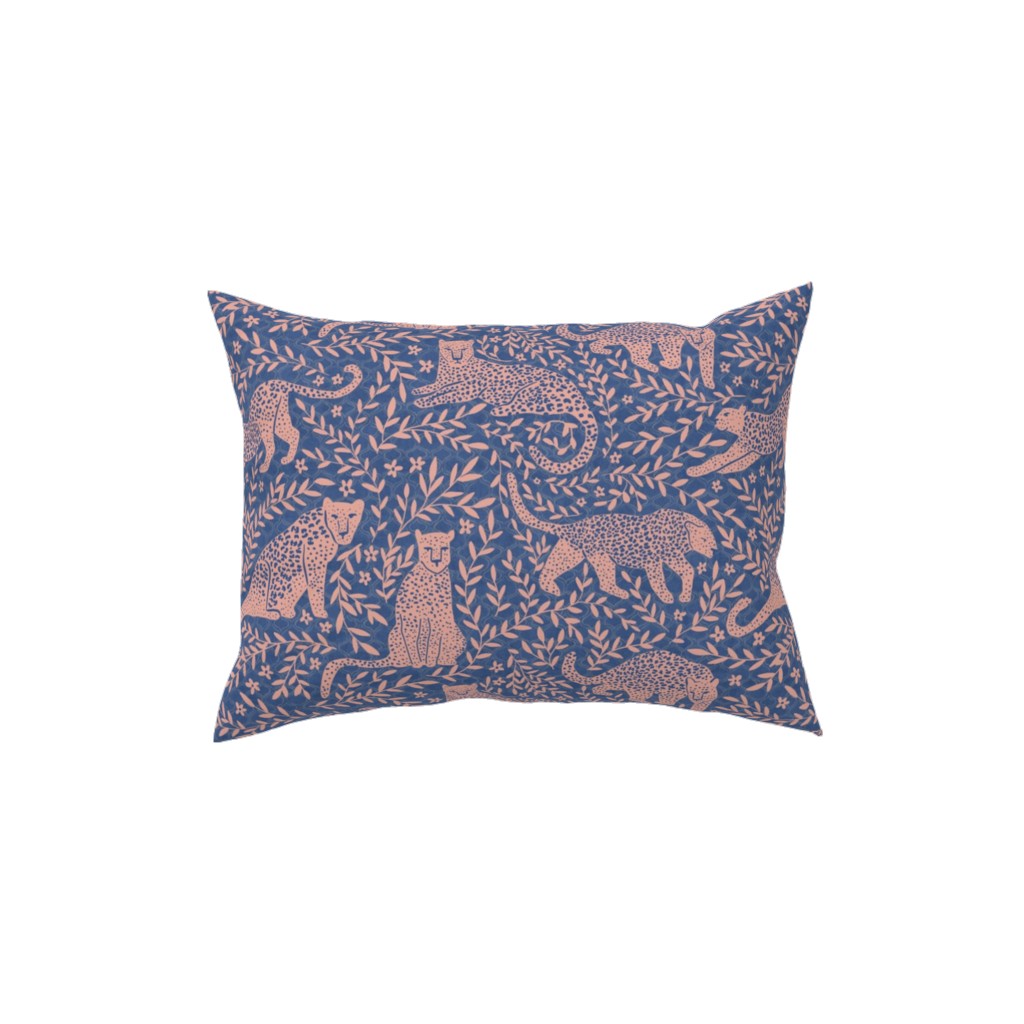 Jungle Cat - Classic Blue Pillow, Woven, Beige, 12x16, Single Sided, Blue, True Blue