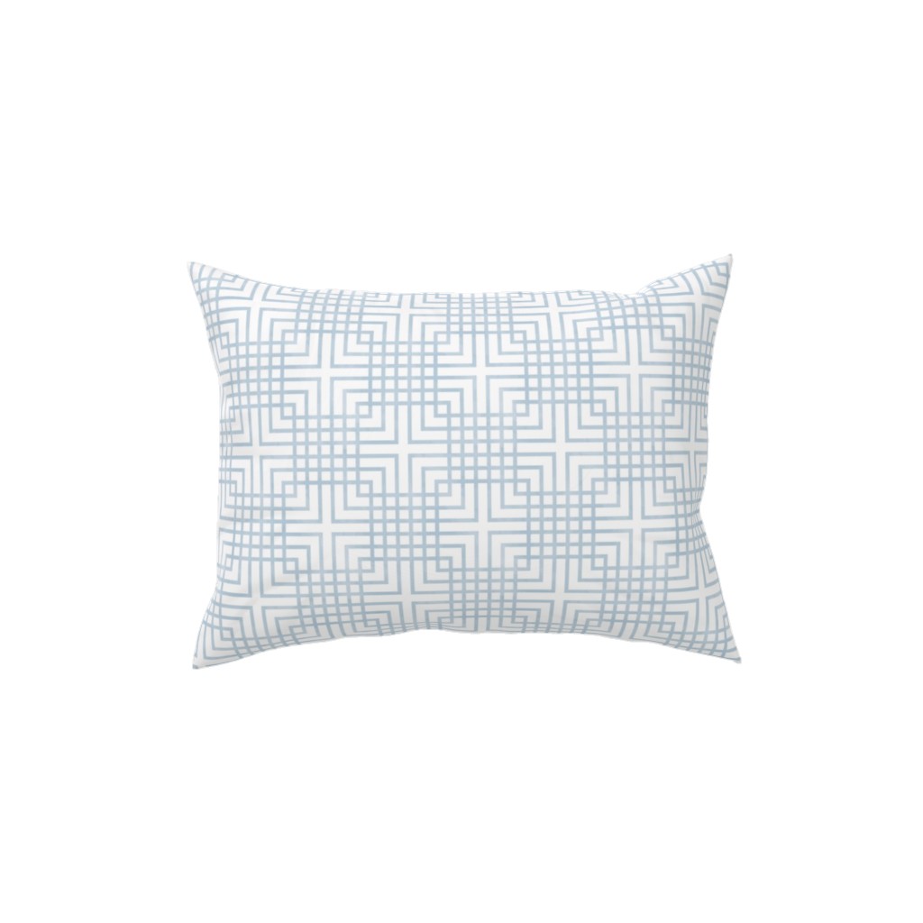 Cross Grid - Blue Pillow, Woven, Beige, 12x16, Single Sided, Blue