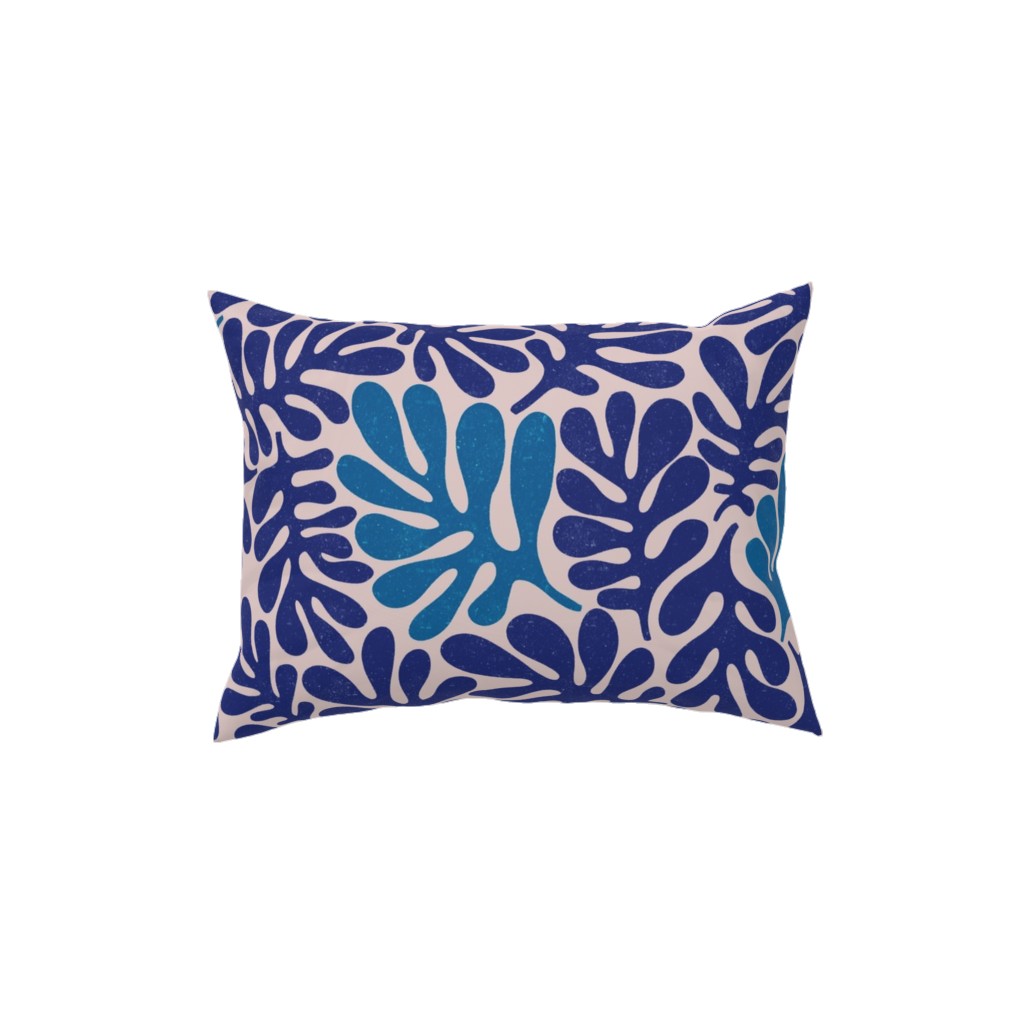 Organic Leaves - Blue Pillow, Woven, Beige, 12x16, Single Sided, Blue