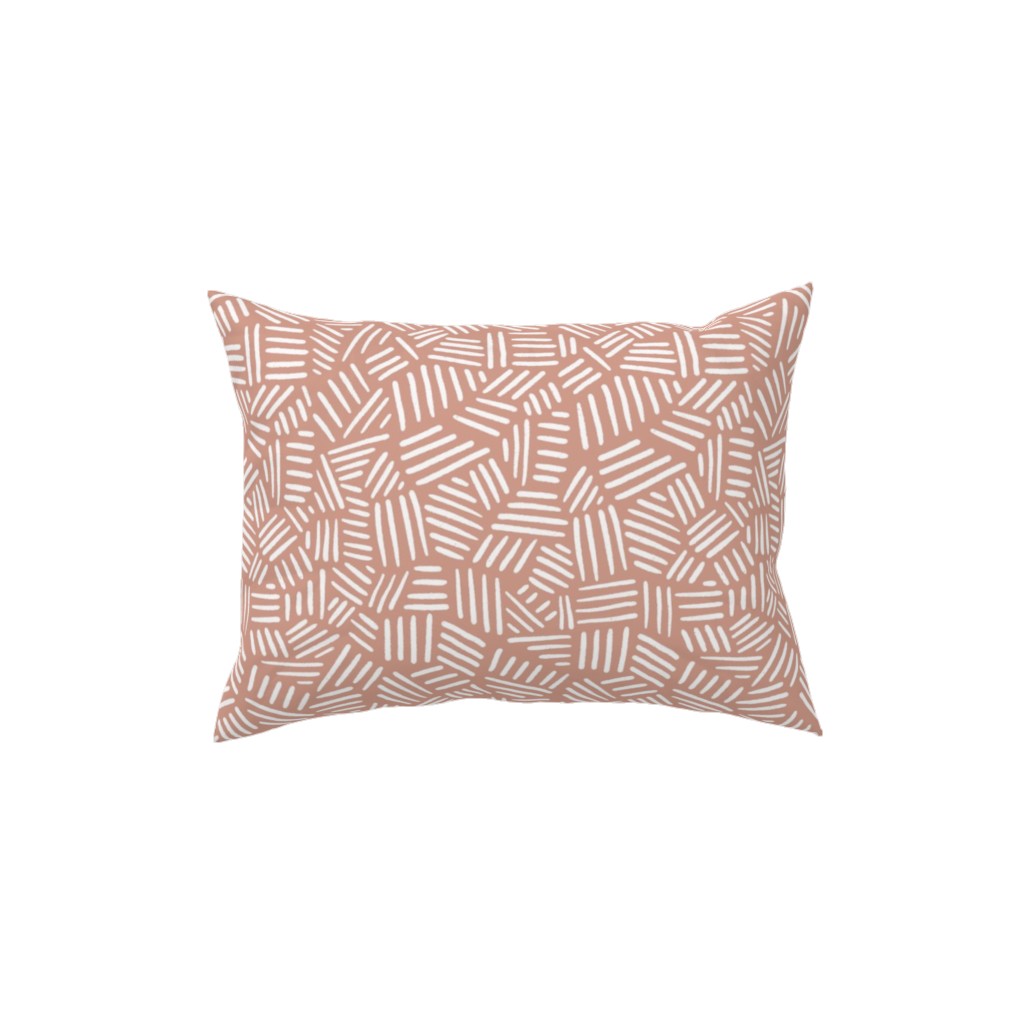 Dashes - Pink Pillow, Woven, Beige, 12x16, Single Sided, Pink