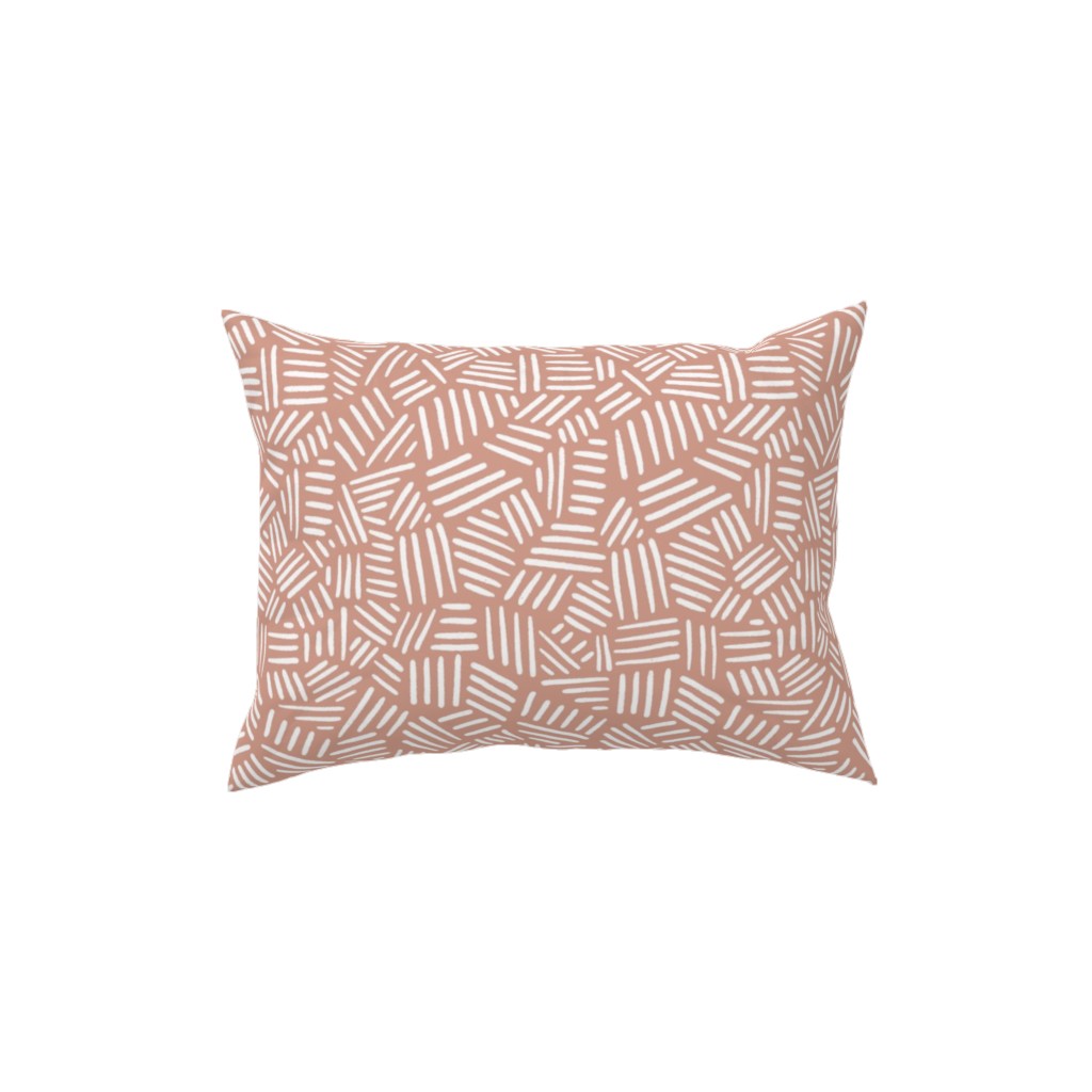 Dashes - Pink Pillow, Woven, Beige, 12x16, Single Sided, Pink, Bright Pink