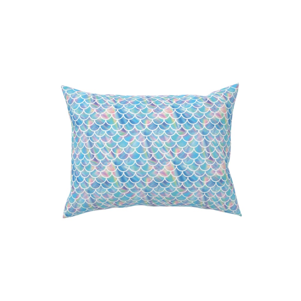 Mermaid Scales - Blue Pillow, Woven, Beige, 12x16, Single Sided, Blue, True Blue
