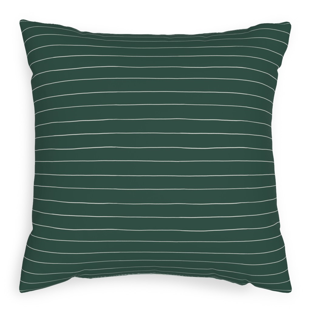 Christmas Stripes Pillow, Woven, Black, 20x20, Single Sided, Green, Pine