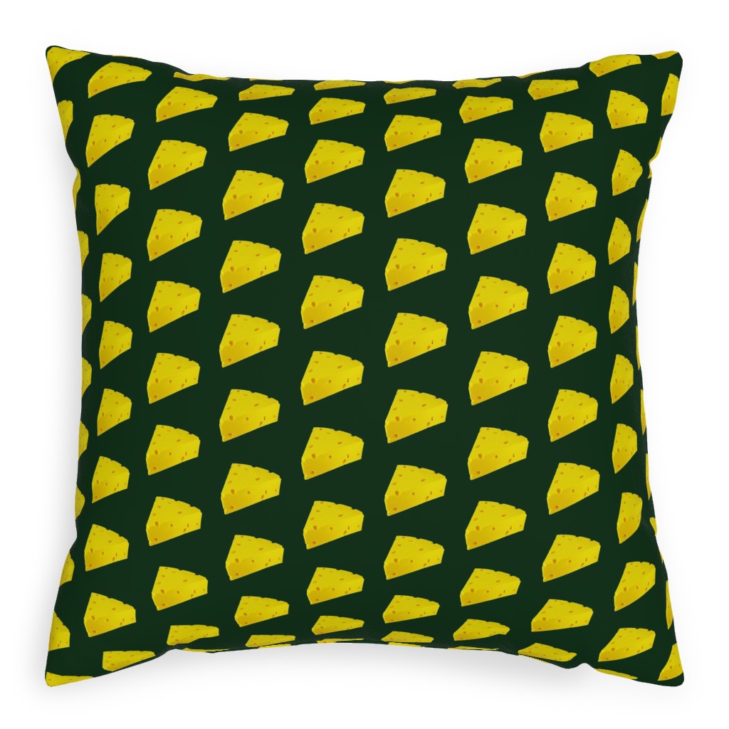 Cheese - Yellow on Dark Pillow, Woven, Black, 20x20, Single Sided, Yellow