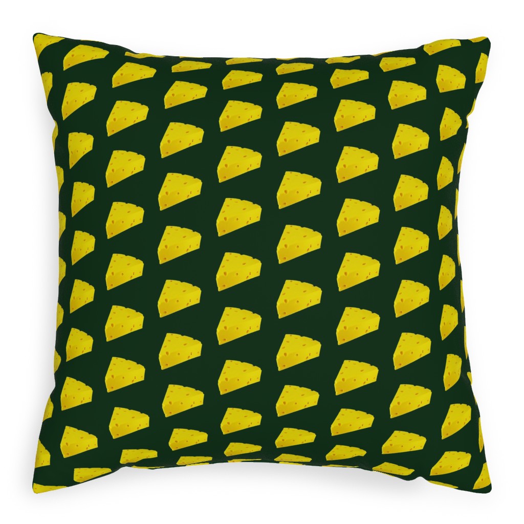 Cheese - Yellow on Dark Pillow, Woven, Black, 20x20, Single Sided, Yellow, Classic Yellow