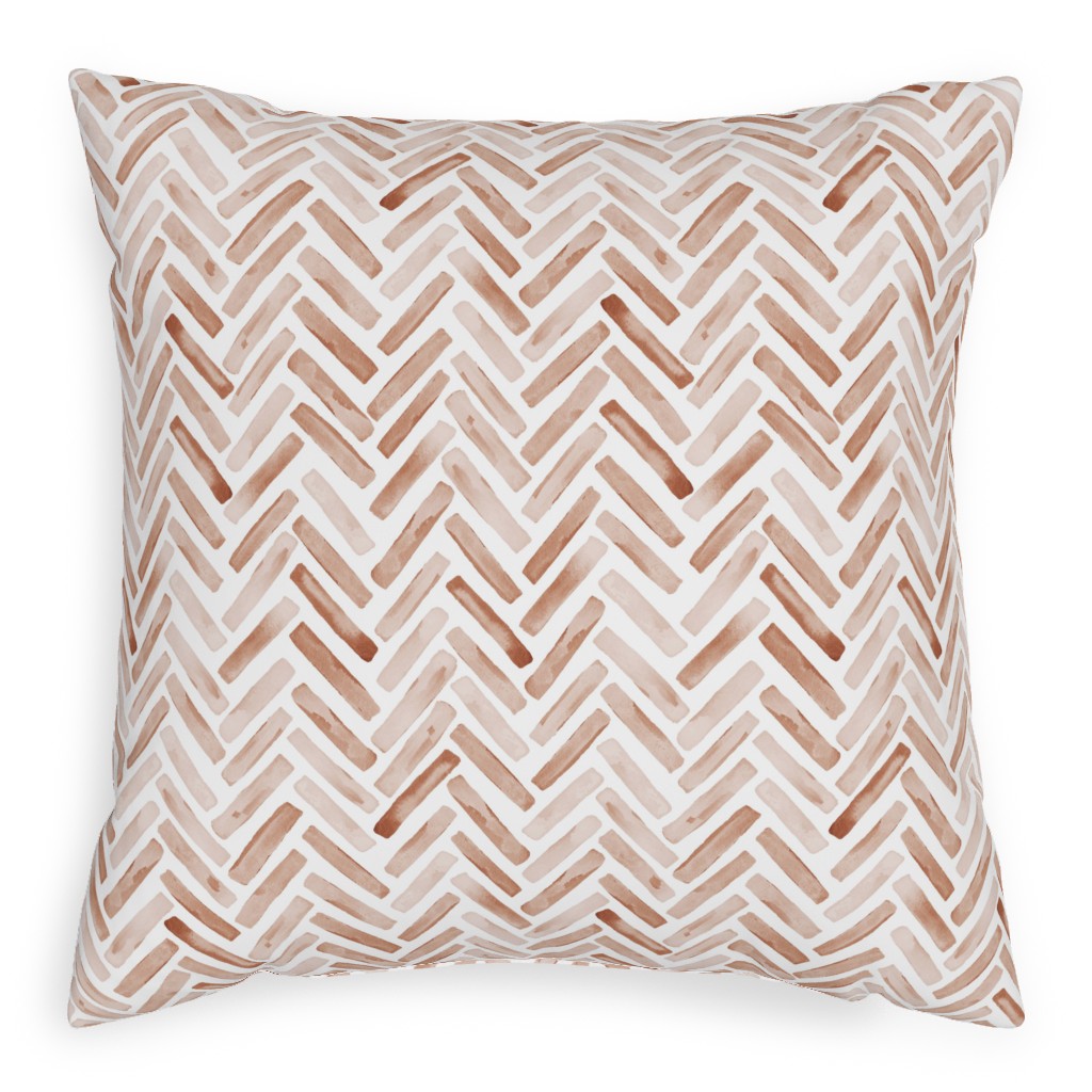 Painted Chevron Herringbone Pillow, Woven, Black, 20x20, Single Sided, Brown, Desert Rose