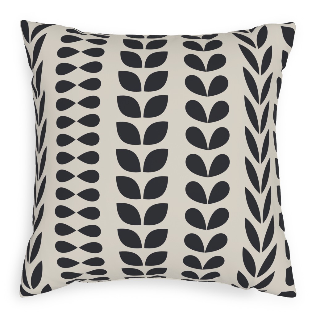 Minimalist Scandinavian Vines Pillow, Woven, Black, 20x20, Single Sided, Beige, Pearl