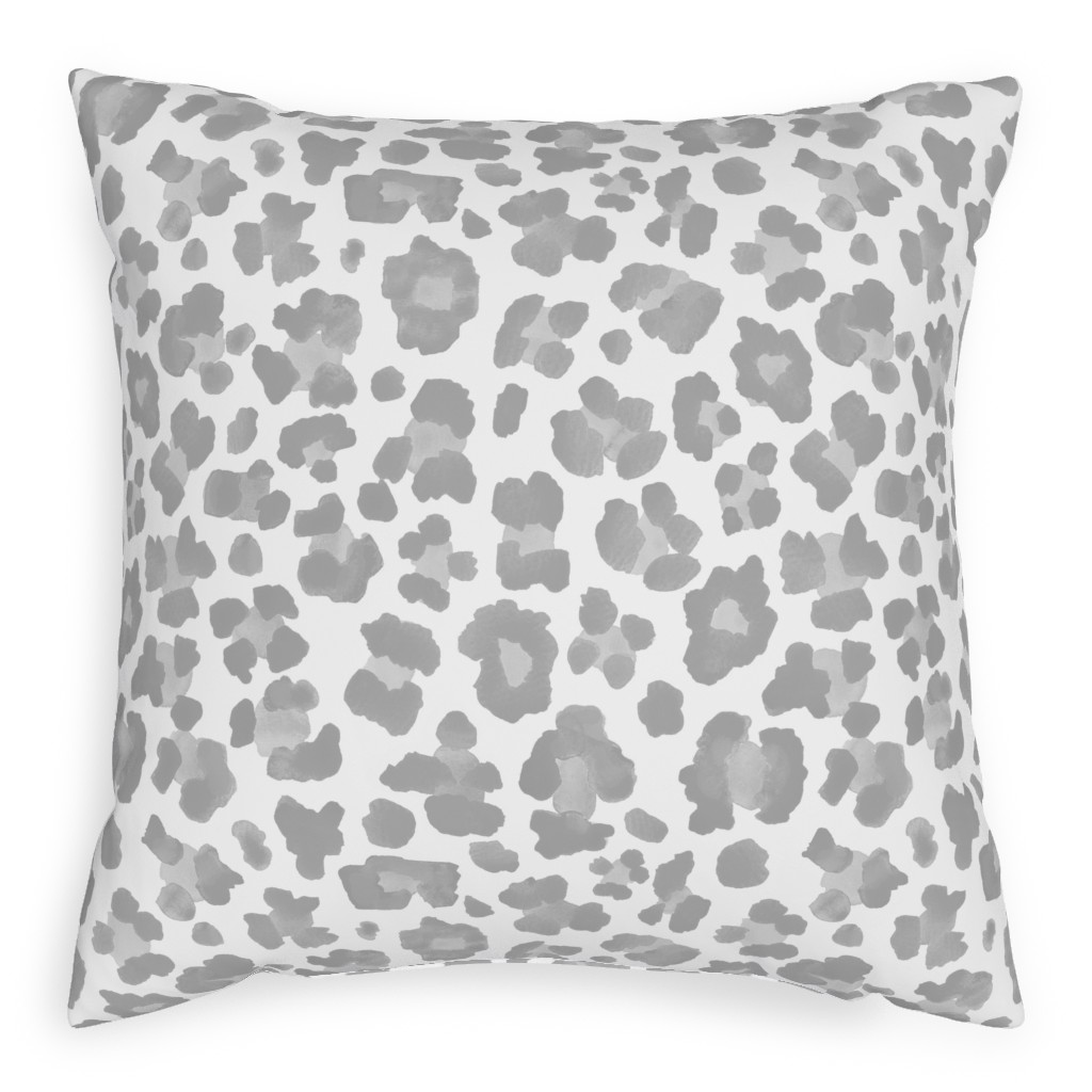 Light Grey Leopard Print Pillow, Woven, Black, 20x20, Single Sided, Gray