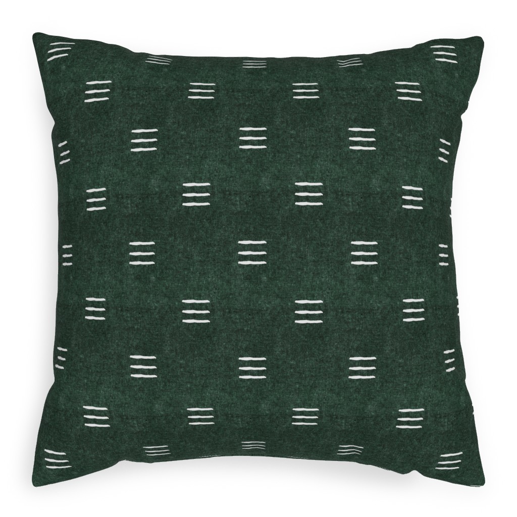 Triple Dash Mud Cloth Pillow, Woven, Black, 20x20, Single Sided, Green